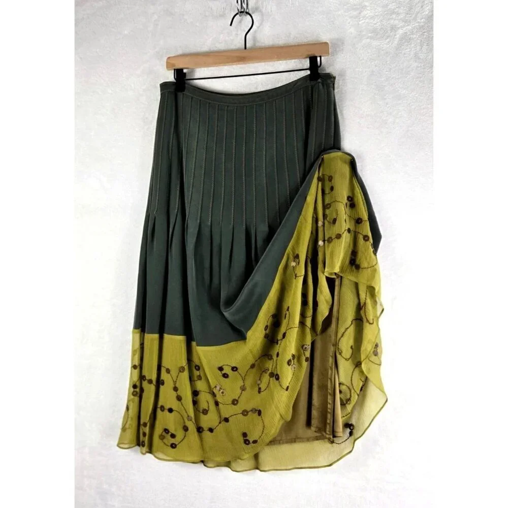 Boho Skirt Silk Tea Length 30